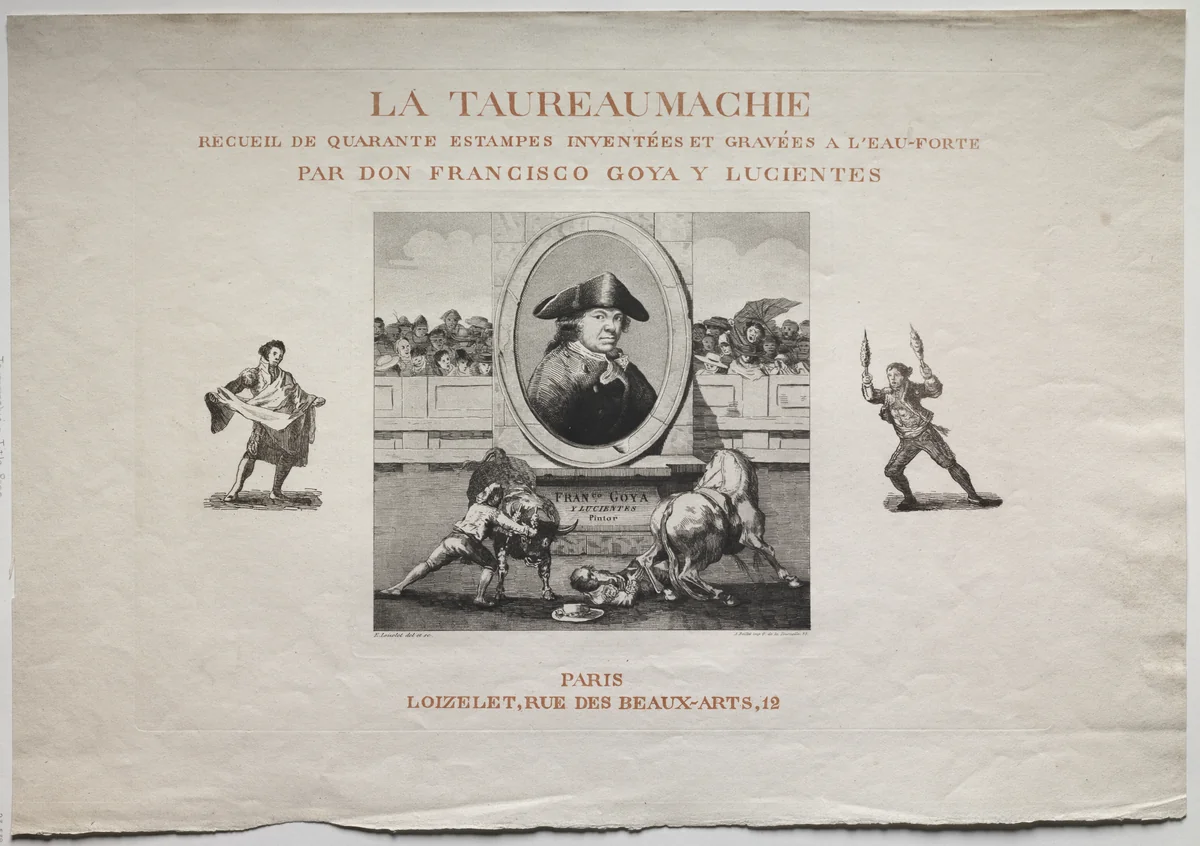Bullfights: Title Page by Francisco de Goya, print, 1816-1876