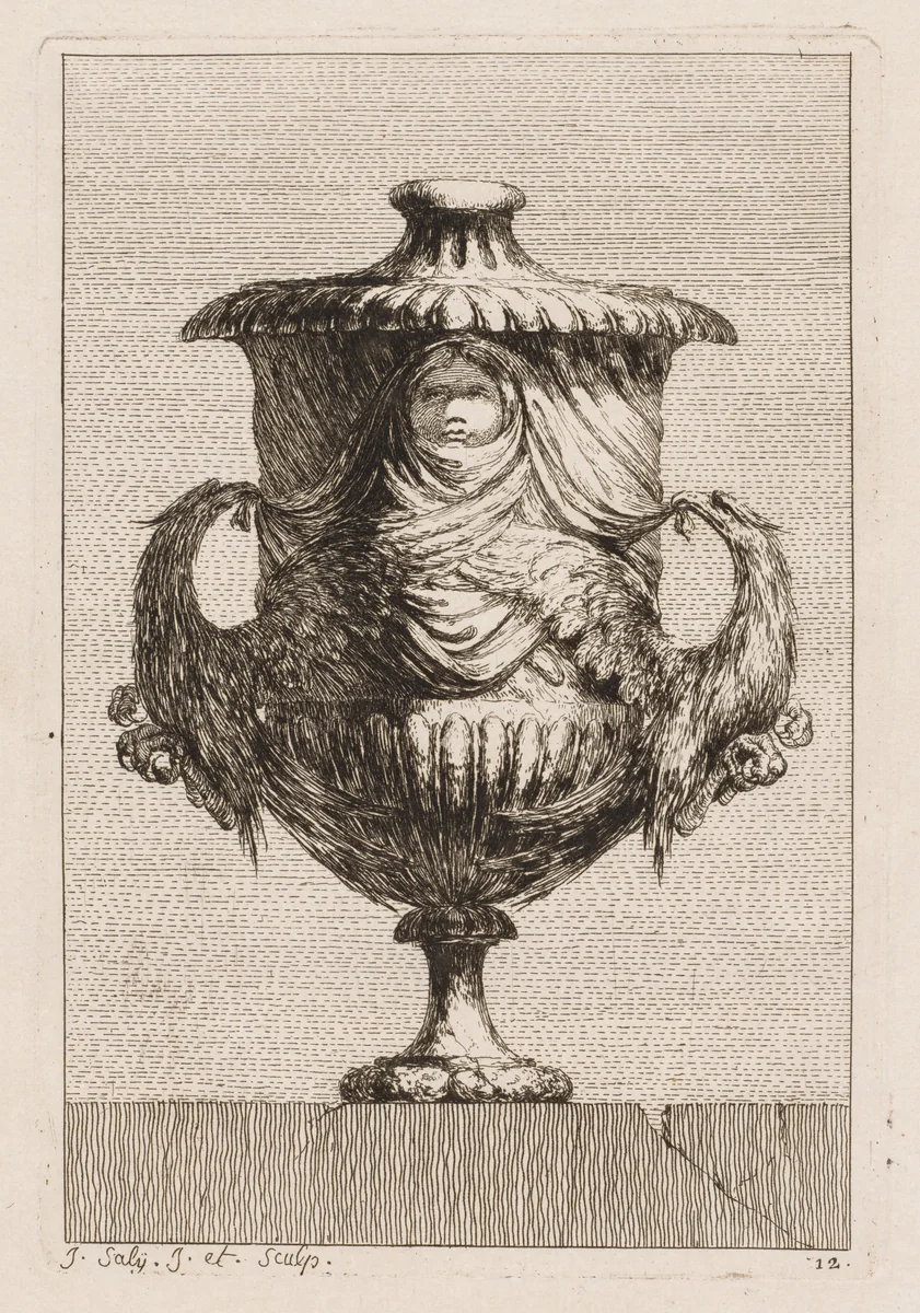 Suite of Vases: Plate 12 by Jacques François Saly, print, 1746