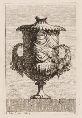 Suite of Vases: Plate 12 by Jacques François Saly, print, 1746