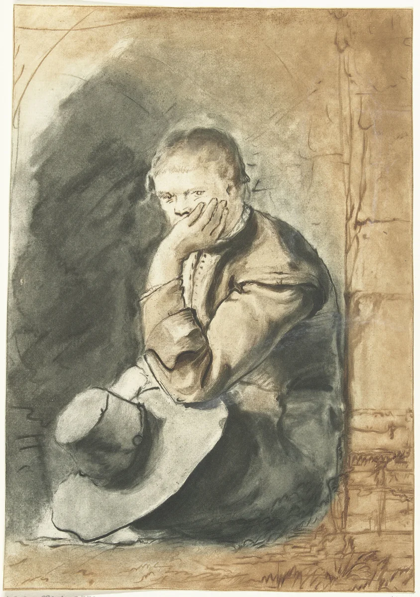 Zittende man by Jurriaan Cootwijck, print, 1724-1798
