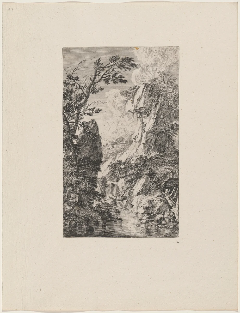 The Two Fishermen by Joachim Franz Beich, print, 1700-1725