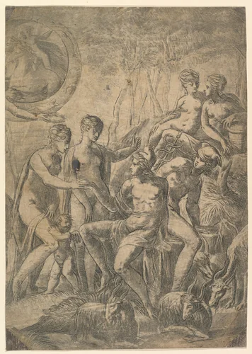 The Judgment of Paris by Andrea Schiavone, print, 1538-1548