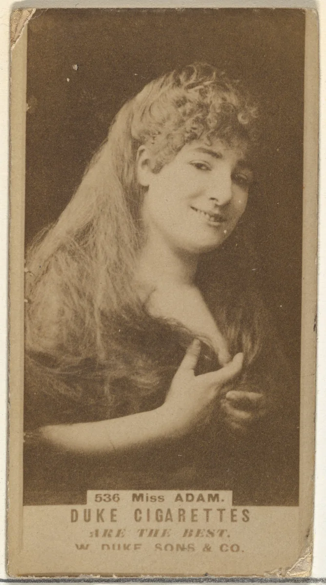 Card Number 536, Miss Adam, from the Actors and Actresses series (N145-7) issued by Duke Sons & Co. to promote Duke Cigarettes by W. Duke, Sons & Co., photograph, 1880-1889