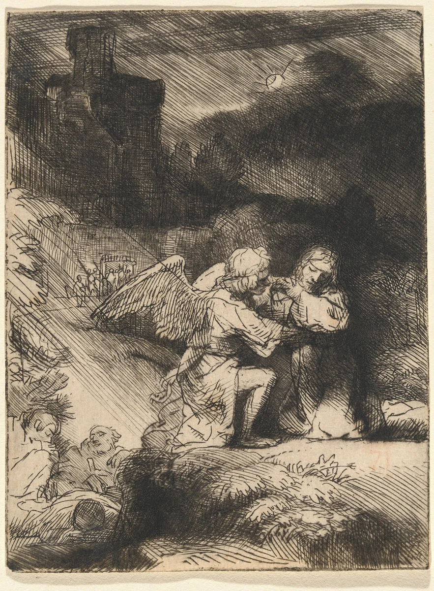 The Agony in the Garden by Rembrandt van Rijn, print, 1657