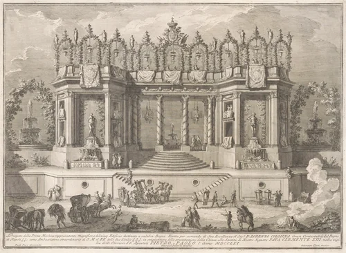 The Prima Macchina for the Chinea of 1761: The Salubrious Baths by Giuseppe Vasi, print, 1761