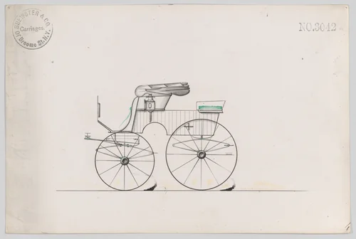 Design for Stanhope Phaeton, no. 3042a by Brewster & Co., drawing, 1874