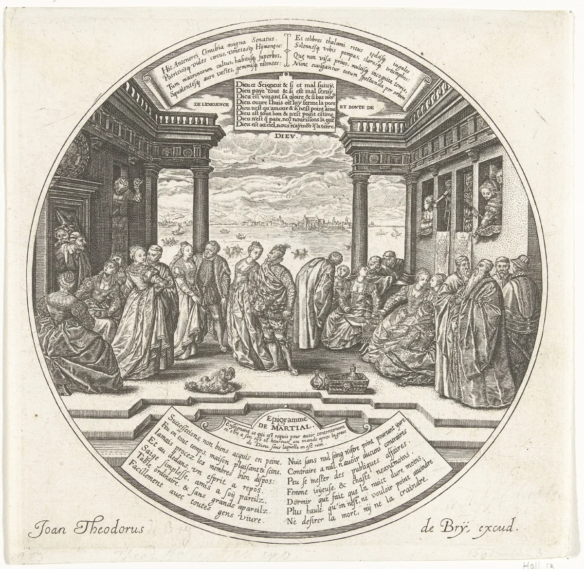 Het Venetiaanse Bal of de bruiloft van Antenor by Johann Theodor de Bry, print, 1584-1623