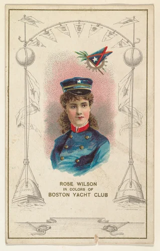 Rose Wilson in Colors of the Boston Yacht Club, from the Yacht Colors of the World series (N140) issued by Duke Sons & Co. to promote Honest Long Cut Tobacco by W. Duke, Sons & Co., print, 1890