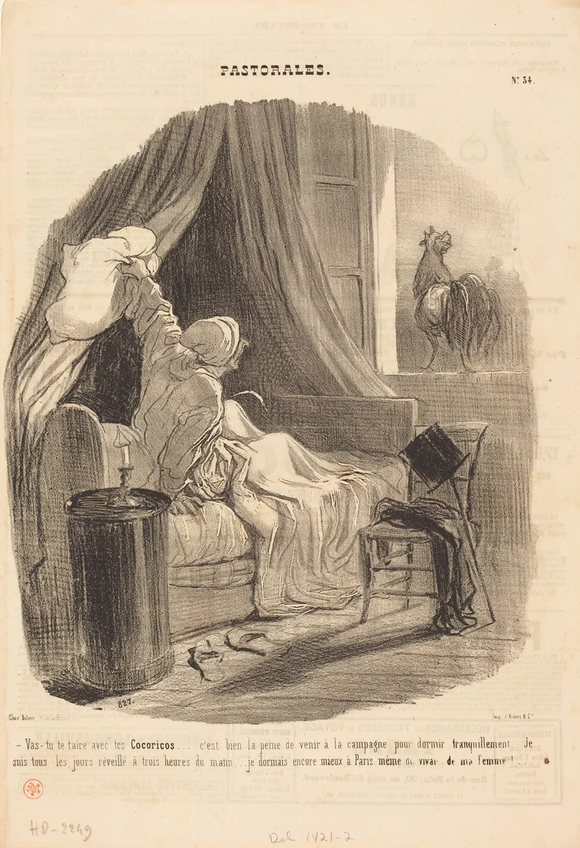 Vas-tu te taire avec tes Cocoricos... by Honoré Daumier, print, 1845