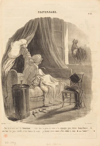 Vas-tu te taire avec tes Cocoricos... by Honoré Daumier, print, 1845