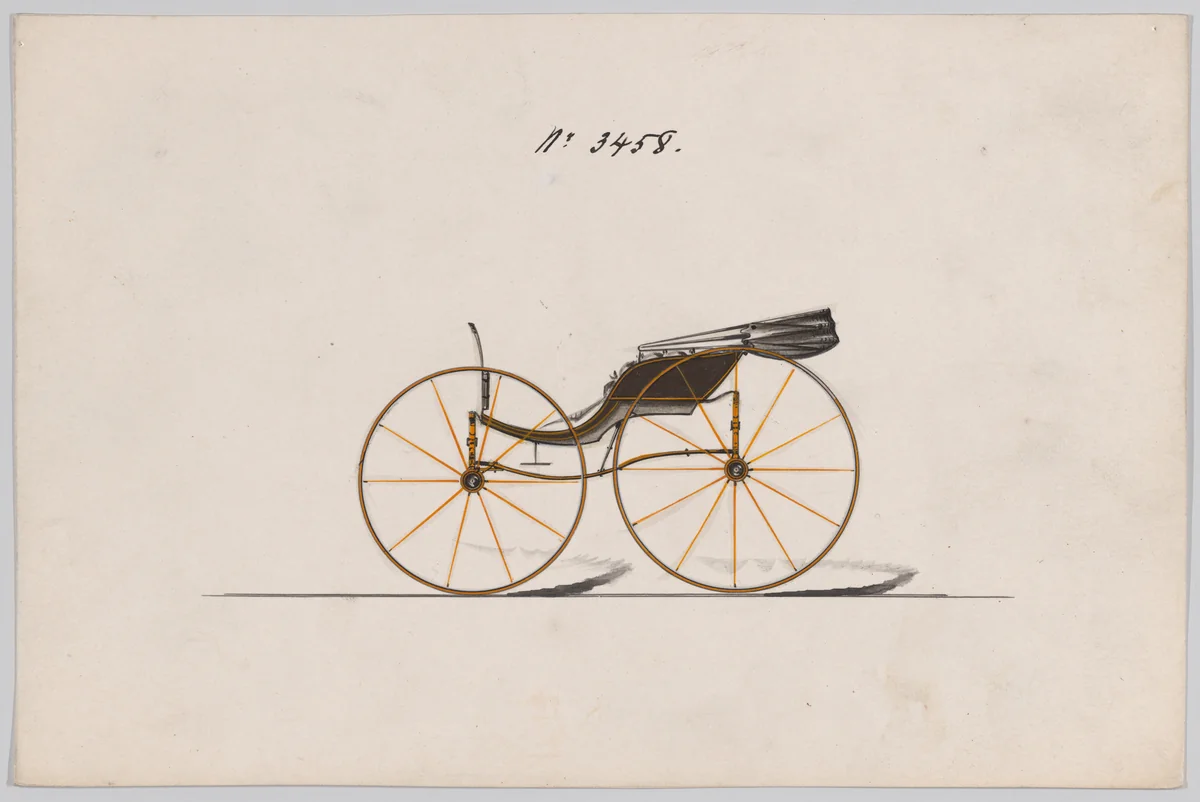 Design for Pony Phaeton, no. 3458 by Brewster & Co., drawing, 1878