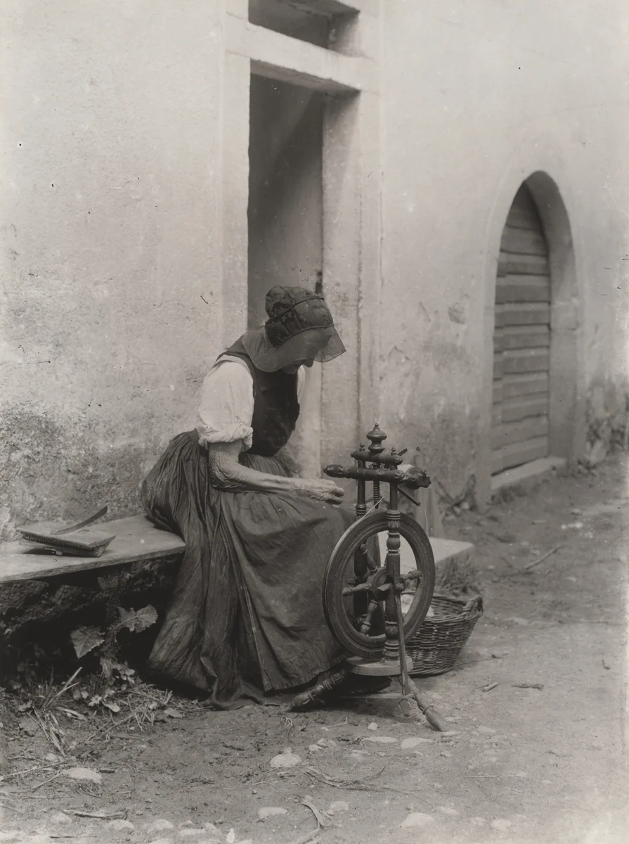 Old Woman with Spinning Wheel by Alfred Stieglitz, photograph, 1894