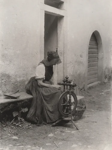 Old Woman with Spinning Wheel by Alfred Stieglitz, photograph, 1894
