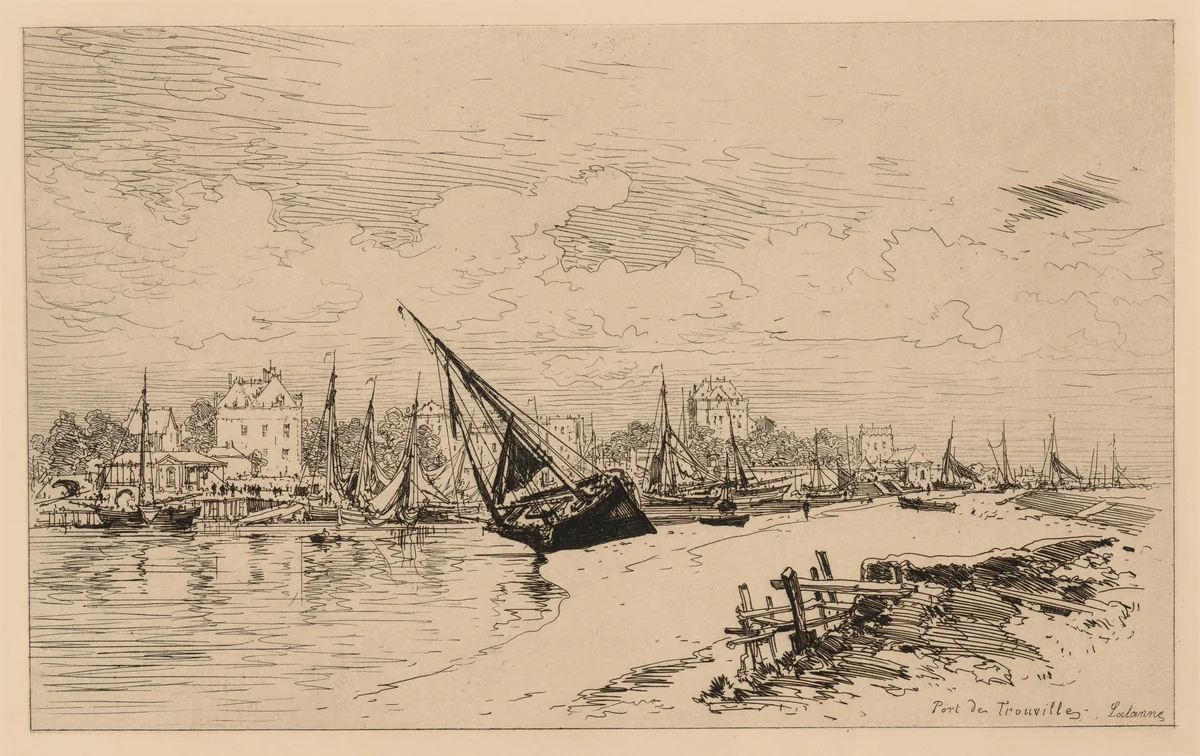 Port de Trouville by Maxime Lalanne, print, 1880