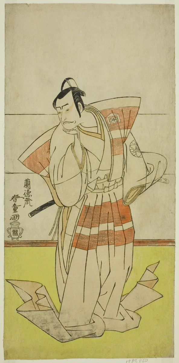 The Actor Nakamura Nakazo I as Kudo Suketsune in the Play Edo no Fuji Wakayagi Soga, Performed at the Nakamura Theater in the First Month, 1789 by Rantokusai Shundo, print, 1784-1794