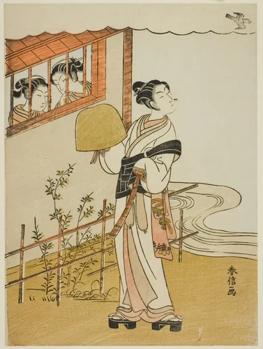 (Facsimile) The Fourth Month (Uzuki), from the series "Popular Versions of Immortal Poets in Four Seasons (Fuzoku shiki kasen)" by Suzuki Harunobu (鈴木春信), print, 1763-1770