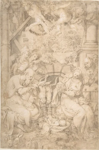 The Adoration of the Shepherds by Nicolò Martinelli, drawing, 1560-1570