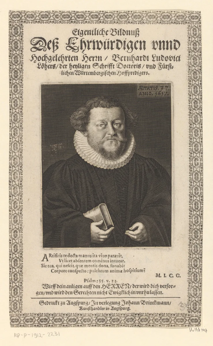 Portret van Bernhard Ludwig Löher op 37-jarige leeftijd by Lucas Kilian, print, 1617
