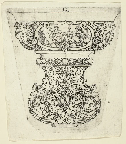 Plate 12, from twenty ornamental designs for goblets and beakers by Master A.P. German, print, 1604