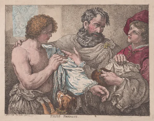 Filus Prodigus (The Prodigal Son) by Thomas Rowlandson, print, 1783-1795