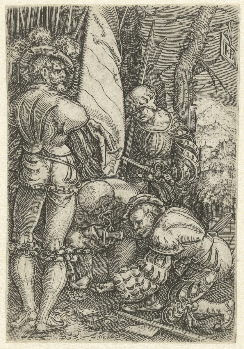 Soldaten spelen dobbelspel by Unknown, print, 1510-1569