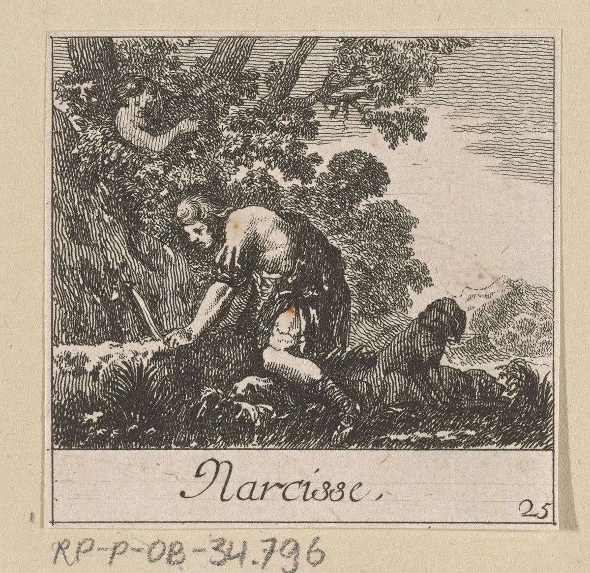Narcissus by anonymous, print, 1620-1664