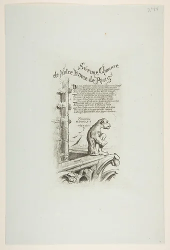 Regarding One of the Gargoyles of Nôtre-Dame, Paris by Charles Meryon, print, 1853