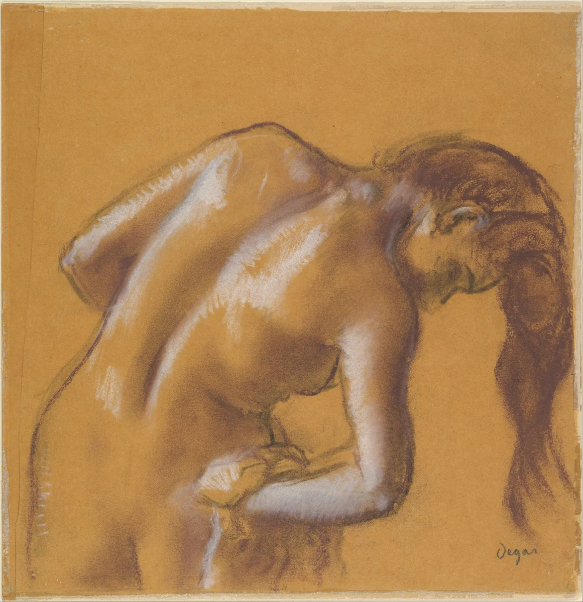 Bather Drying Herself by Edgar Degas, drawing, 1890-1894