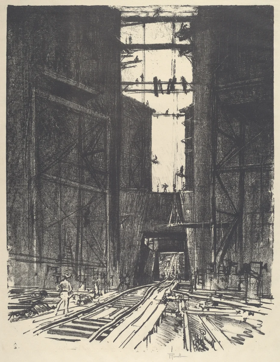 At the Bottom of Gatun Lock by Joseph Pennell, print, 1912