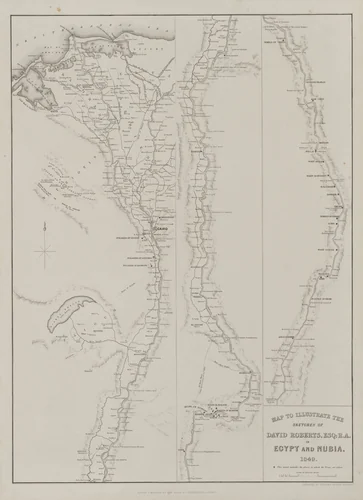 Egypt and Nubia, Volume III: Map to Illustrate the Sketches of David Roberts, Esq: R.A. in Egypt and Nubia 1849 by Louis Haghe, print, 1849