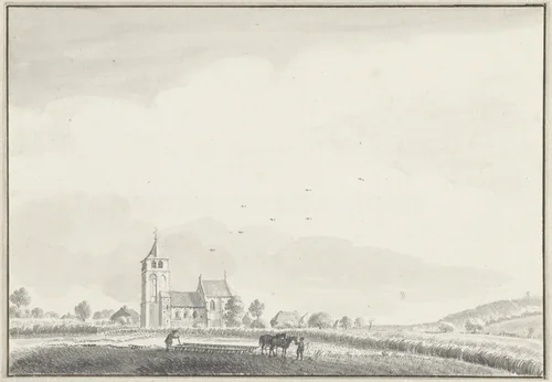 Gezicht op de kerk van Beek, bij Nijmegen by Jan de Beijer, drawing, 1713-1780