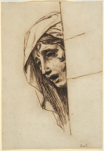Head of a Woman by Jacques-Louis David, drawing, 1775-1785