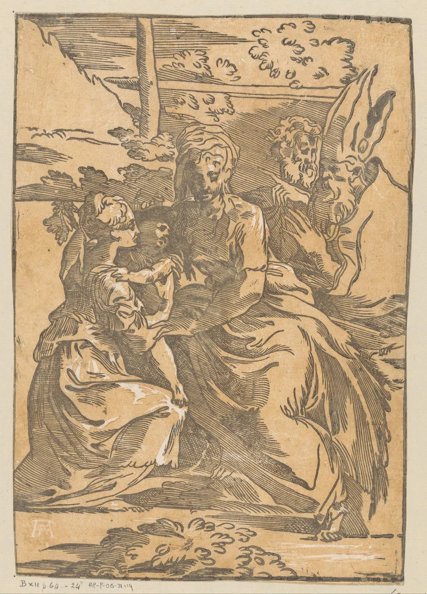 Vrouwelijke heilige ontvangt het Christuskind by Unknown, print, 1568-1629