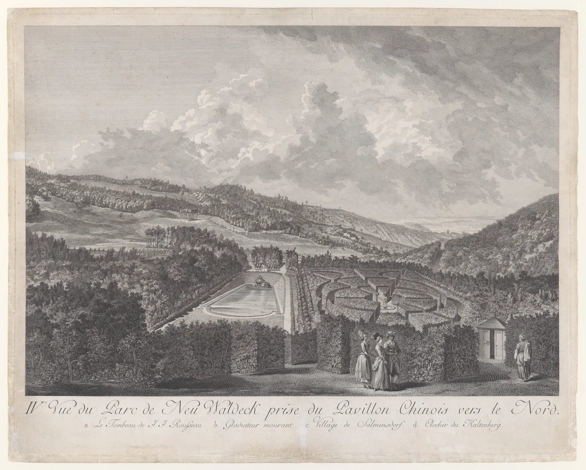IVe Vue du Parc de Neu-Waldeck prise du Pavillon Chinois vers le Nord by Jakob Matthias Schmutzer, print, 1782