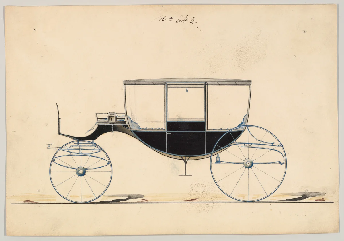 Curtain Coach #643 by Brewster & Co., drawing, 1865-1875