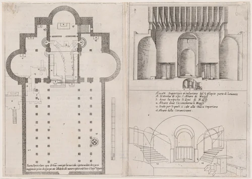 Plates 3 and 4, from "Trattato delle Piante & Immagini de Sacri Edifizi di Terra Santa" (Treatise of the Plans & Images of the Sacred Buildings of the Holy Land) by Jacques Callot, print, 1620