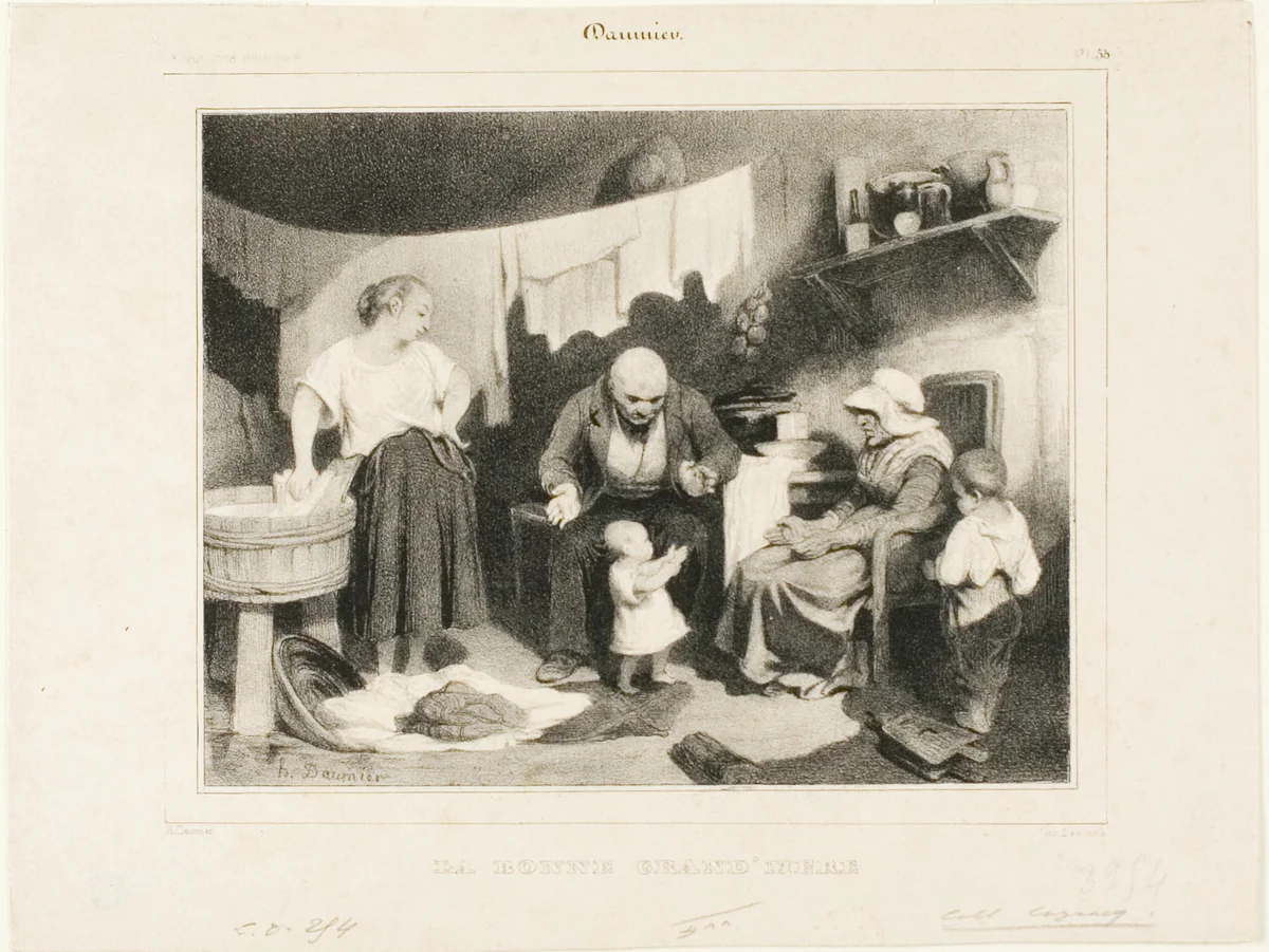 The Good Grandmother, plate 55 by Honoré-Victorin Daumier, print, 1835