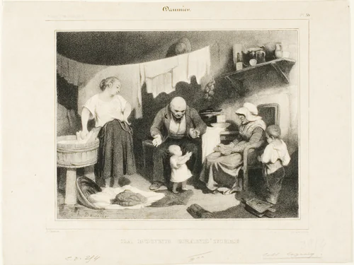 The Good Grandmother, plate 55 by Honoré-Victorin Daumier, print, 1835