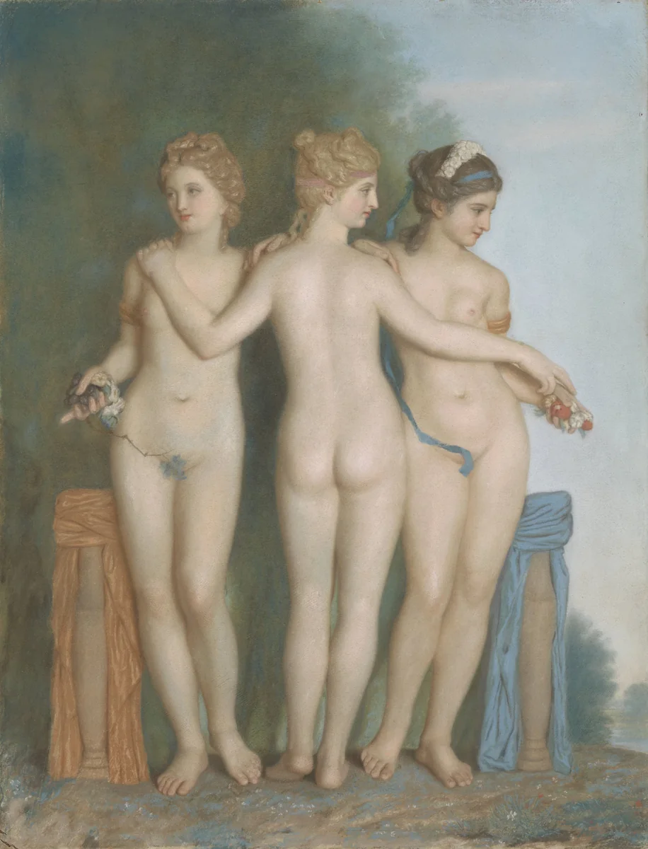 The Three Graces, after the Antique Marble Group in the Galleria Borghese, Rome by Jean-Etienne Liotard, drawing, 1737