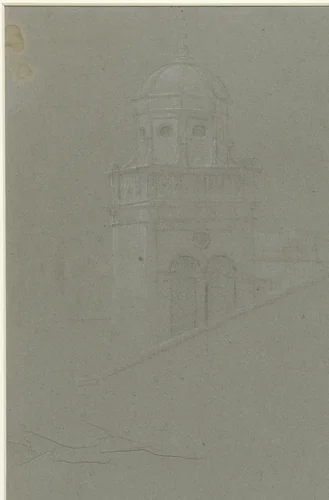 Toren van een kerk by anonymous, drawing, 1600-1699