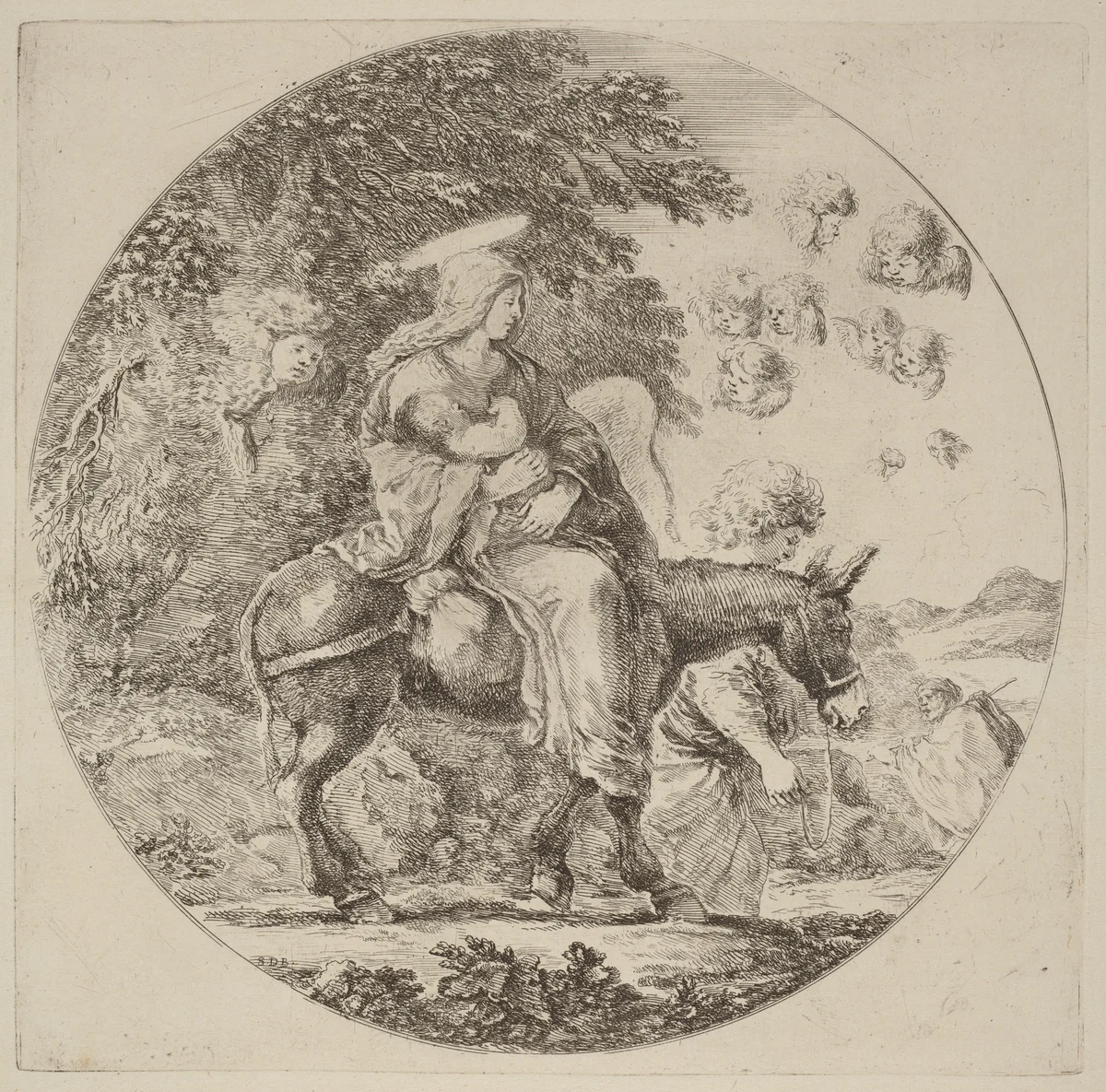 The Flight into Egypt by Stefano della Bella, print, 1662