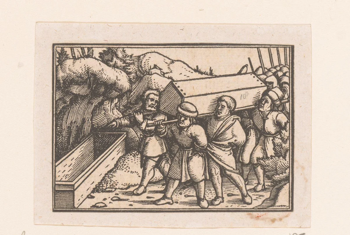 Begrafenis van Jacob by anonymous, print, 1522