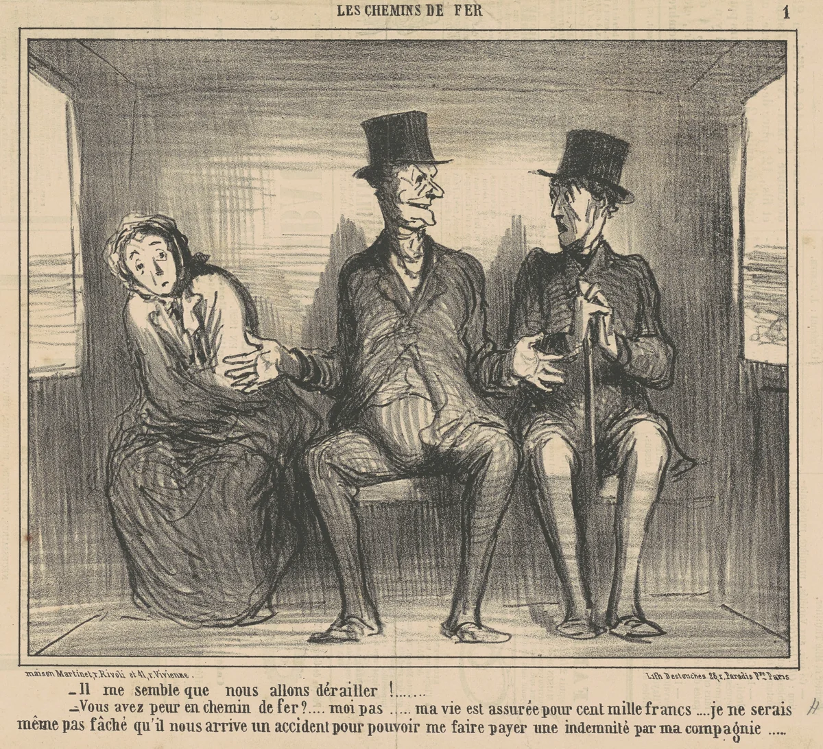Il me semble que nous allons dèrailler ... by Honoré Daumier, print, 1857