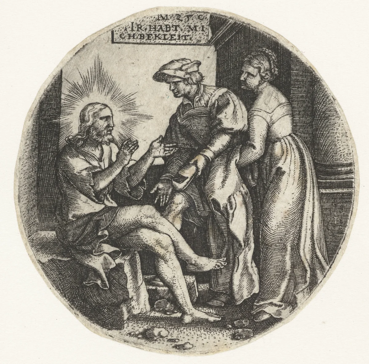 Christus is naakt en wordt gekleed by Unknown, print, 1534