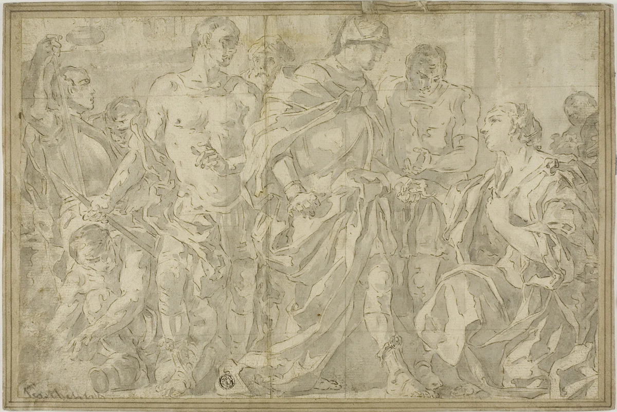 Abigail before David by Francesco Solimena, drawing, 1677-1747