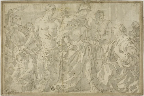 Abigail before David by Francesco Solimena, drawing, 1677-1747