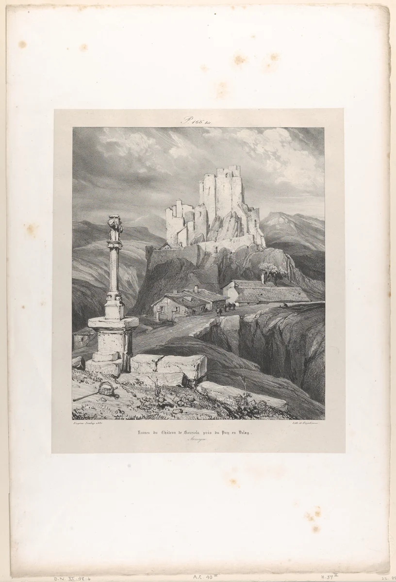 The Bouzols Castle Ruins Near Puy en Delay by Eugène Isabey, print, 1831