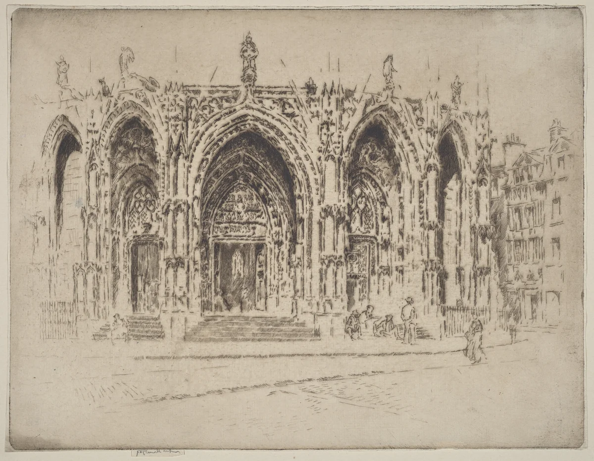 Porch of San Maclou, Rouen by Joseph Pennell, print, 1907