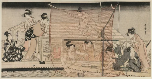 Net Fishing at Night on the Sumida River by Kitagawa Utamaro (喜多川歌麿), print, 1795-1805