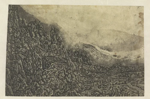 Rocky Landscape with a Road and a River by Hercules Segers, print, 1622-1625
